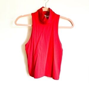 Express One Eleven Red Mock Neck Sleeveless Crop Top sz Small